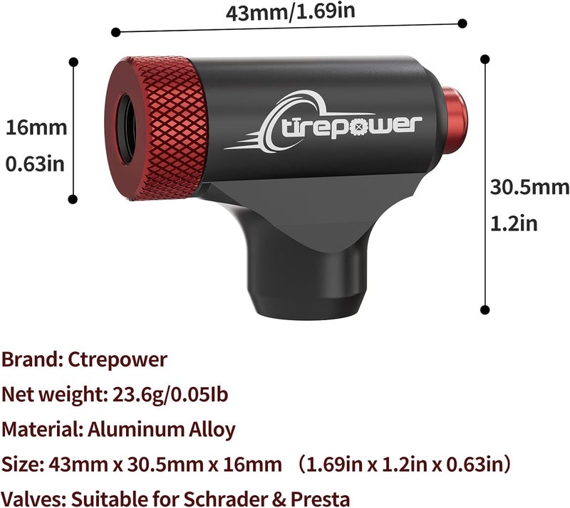 Ctrepower CO2 Bike Tire Inflator - Push-Button Presta & Schrader Compatible CO2 Bike Pump or 12X 16g Threaded CO2 Cartridges for Road Bikes, MTB, Hybrid Bikes - Image 3